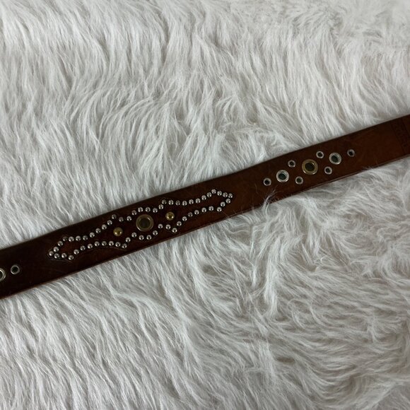 Vintage 90s Y2KJeff Gallea LA Brown Leather Grommet Studded Boho Western Belt  L main image 10